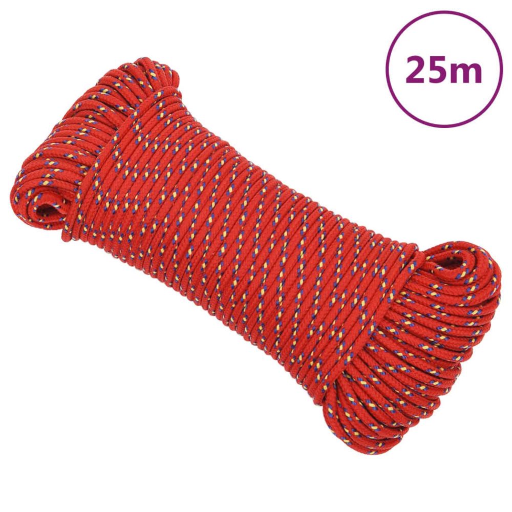 vidaXL Corde de bateau Rouge 3 mm 25 m Polypropylène – Équipement de loisirs