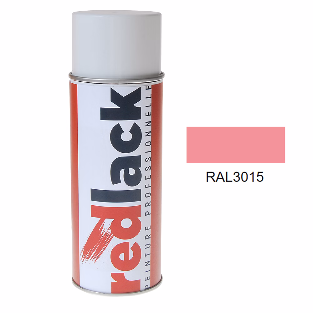 Bombe de peinture Aérosol – spray, 400ml, RAL 3015 Rose clair, Brillant, multisupport, Redlack, RAL3015