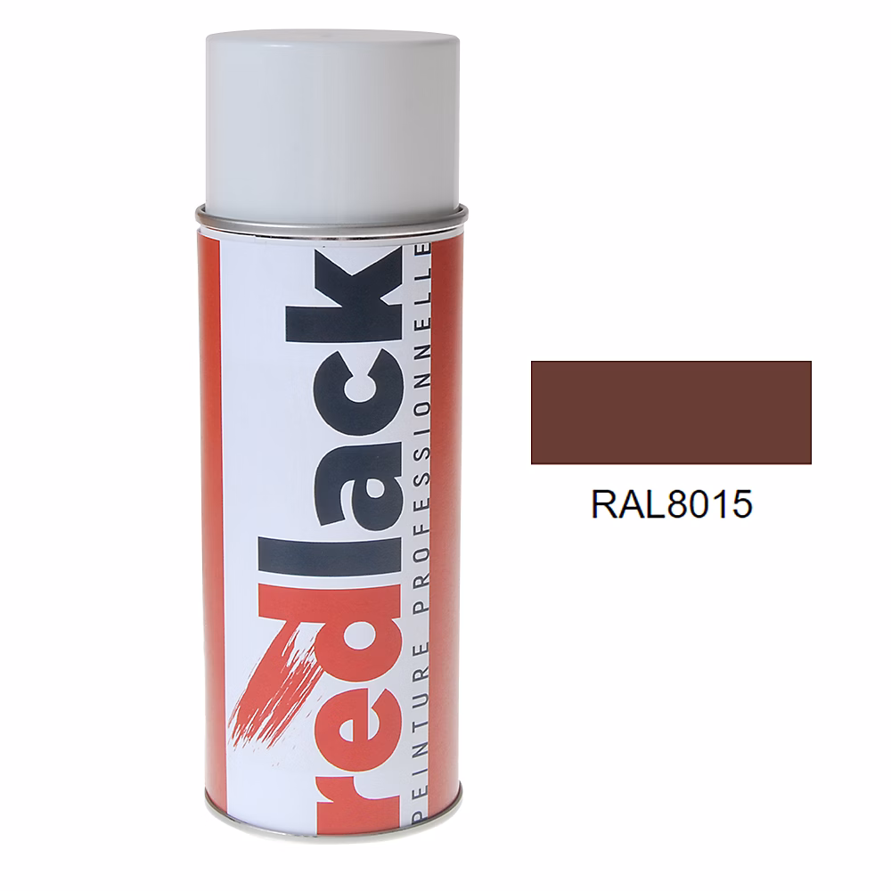 Bombe de peinture Aérosol – spray, 400ml, RAL 8015 Marron, Brillant, multisupport, Redlack, RAL8015