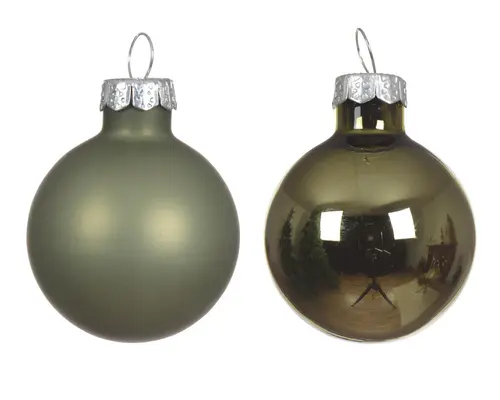 Ensemble de 20 boules en verre brillant et mat vert romarin - Ø 6 cm