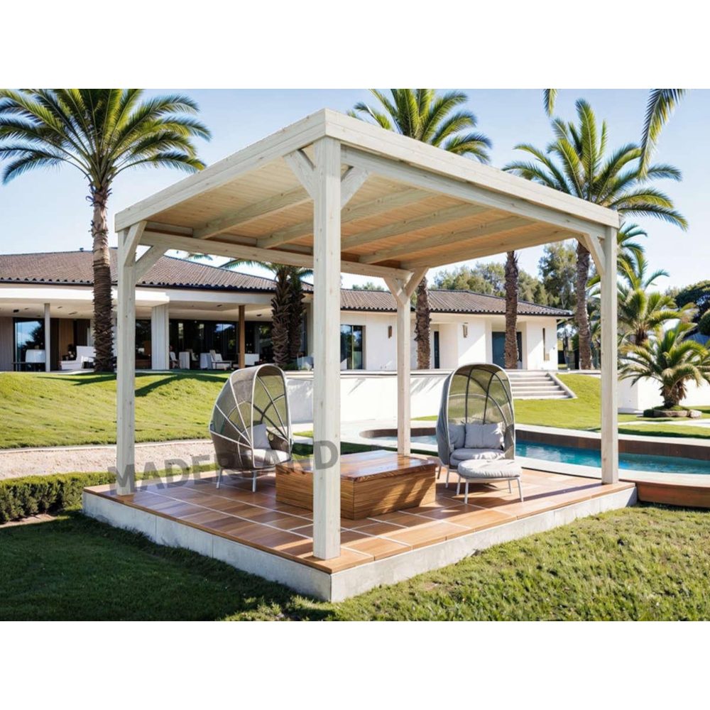 JARDIDECO Pergola en bois strasbourg avec toit 400 x 300 cm – Aménagement du jardin