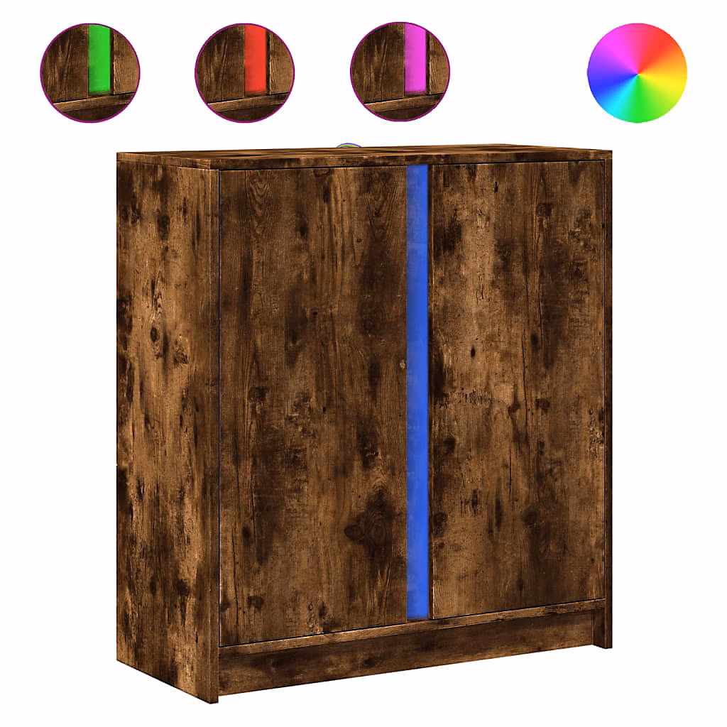 Buffet avec LED chêne fumé 77 × 34 × 85 cm bois d'ingénierie vidaXL