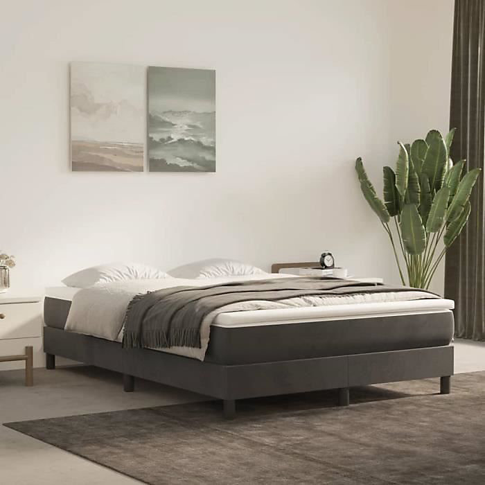 347789 vidaXL Matelas de lit à ressorts ensachés Gris foncé 140 × 190 × 20 cm