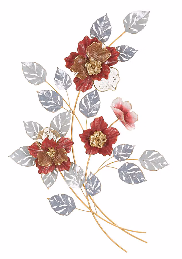 Déco murale fleurs en métal multicolore 68 – 6 × 7,6 × 98,4 cm