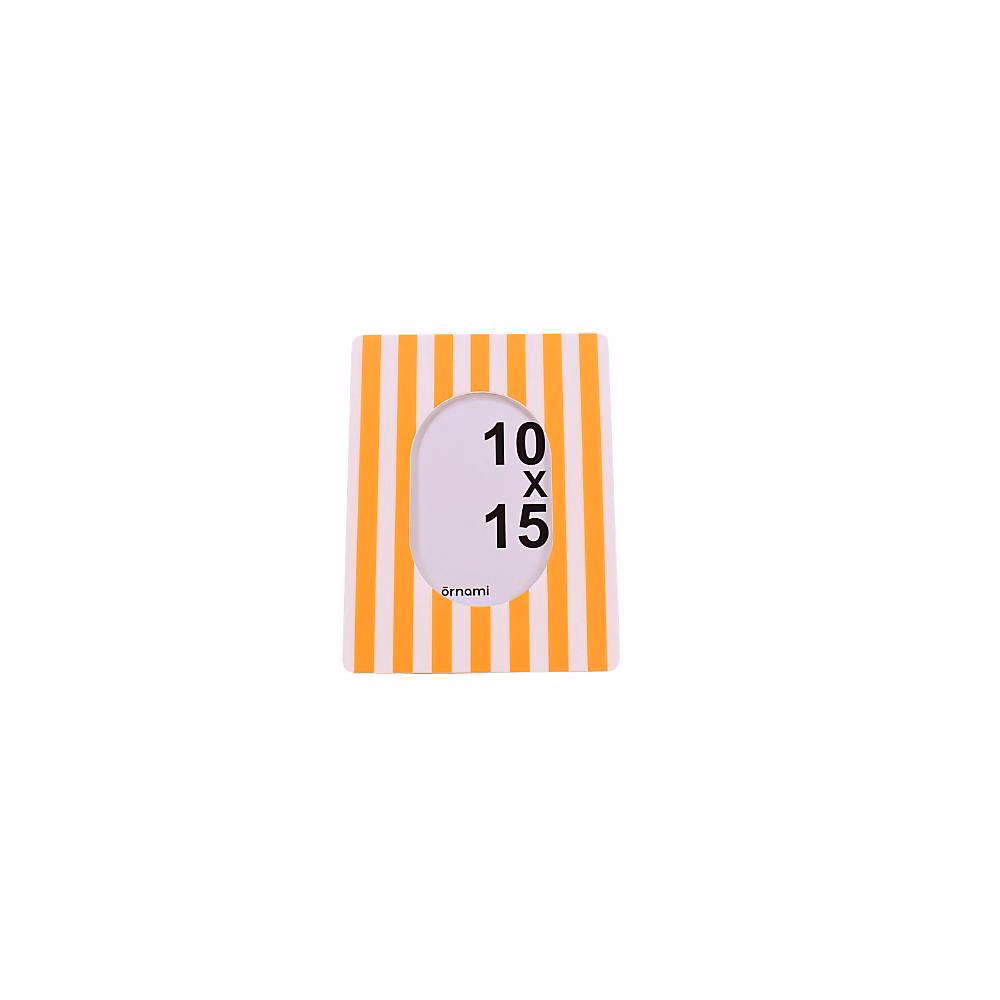 Cadre photo laqué rayé jaune / blanc 17 × 22 cm