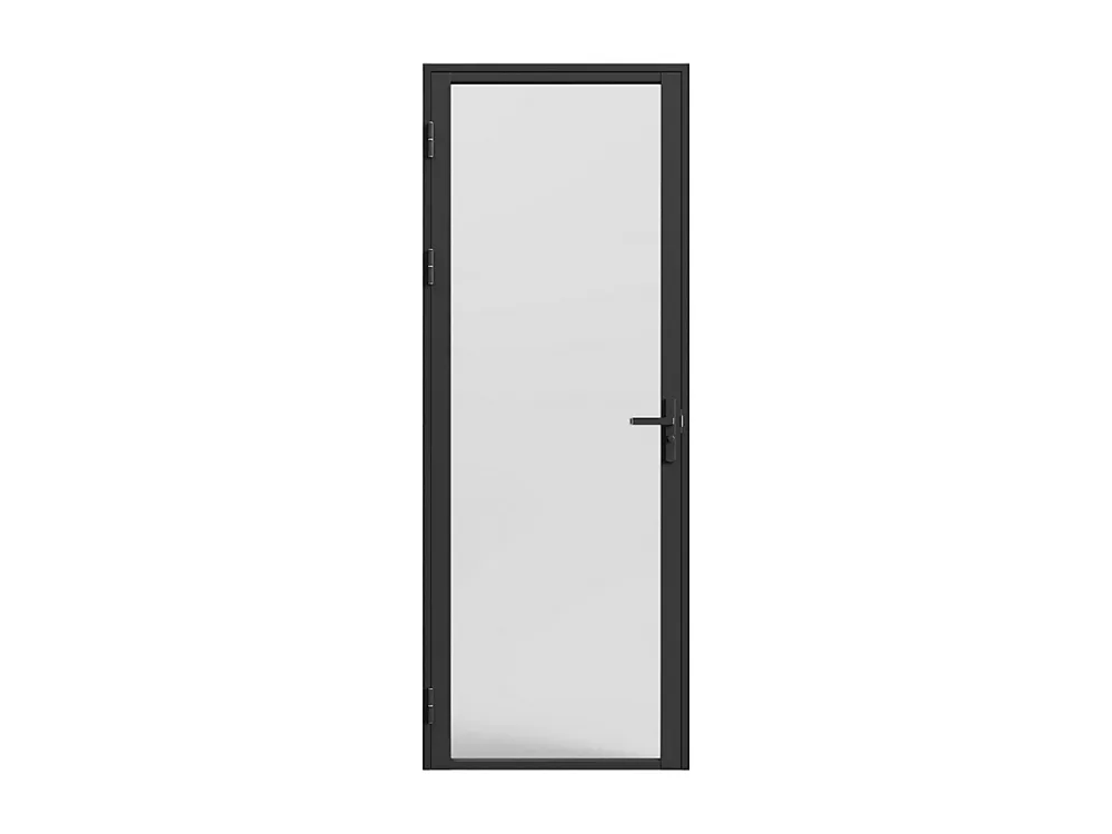 Bloc porte réversible en aluminium et verre trempé dépoli – H204 x L93 cm, Noir, LOXTON