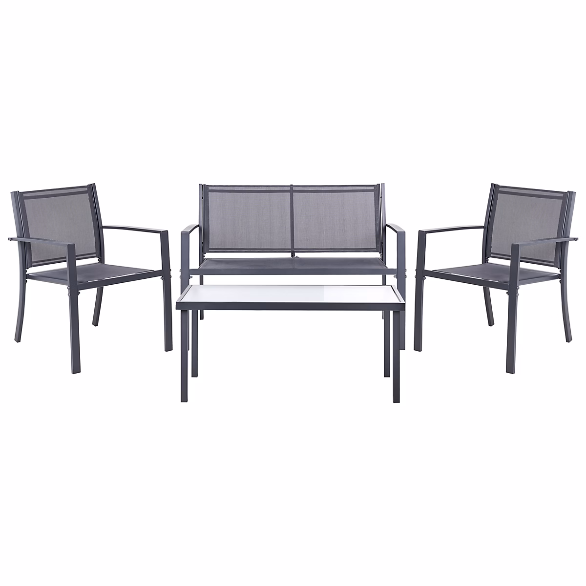 Salon et mobilier de jardin – Ensemble de salon de jardin avec table 4 places TAVOLETO Métal Gris foncé