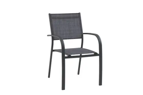Fauteuil de jardin en aluminium, textilène anthracite chiné - CREADOR Tosca