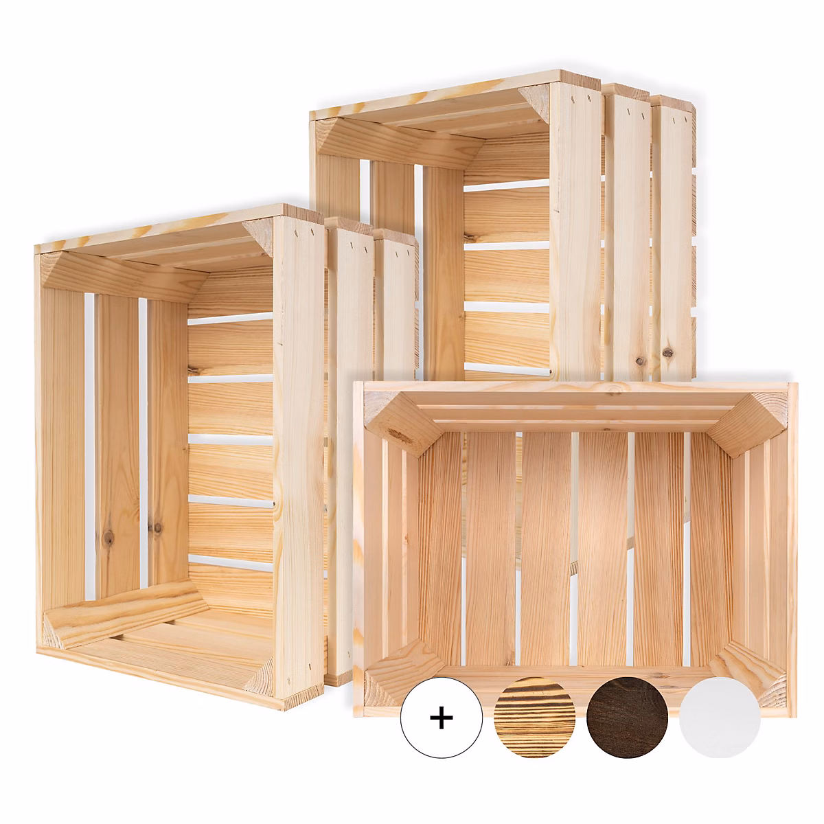 Creative Deco Lot de 3 Caisse en Bois Naturel 40 × 30 × 23 cm – Caisse Rangement Bois, Caisse en Bois Vintage, Cagette Bois Deco