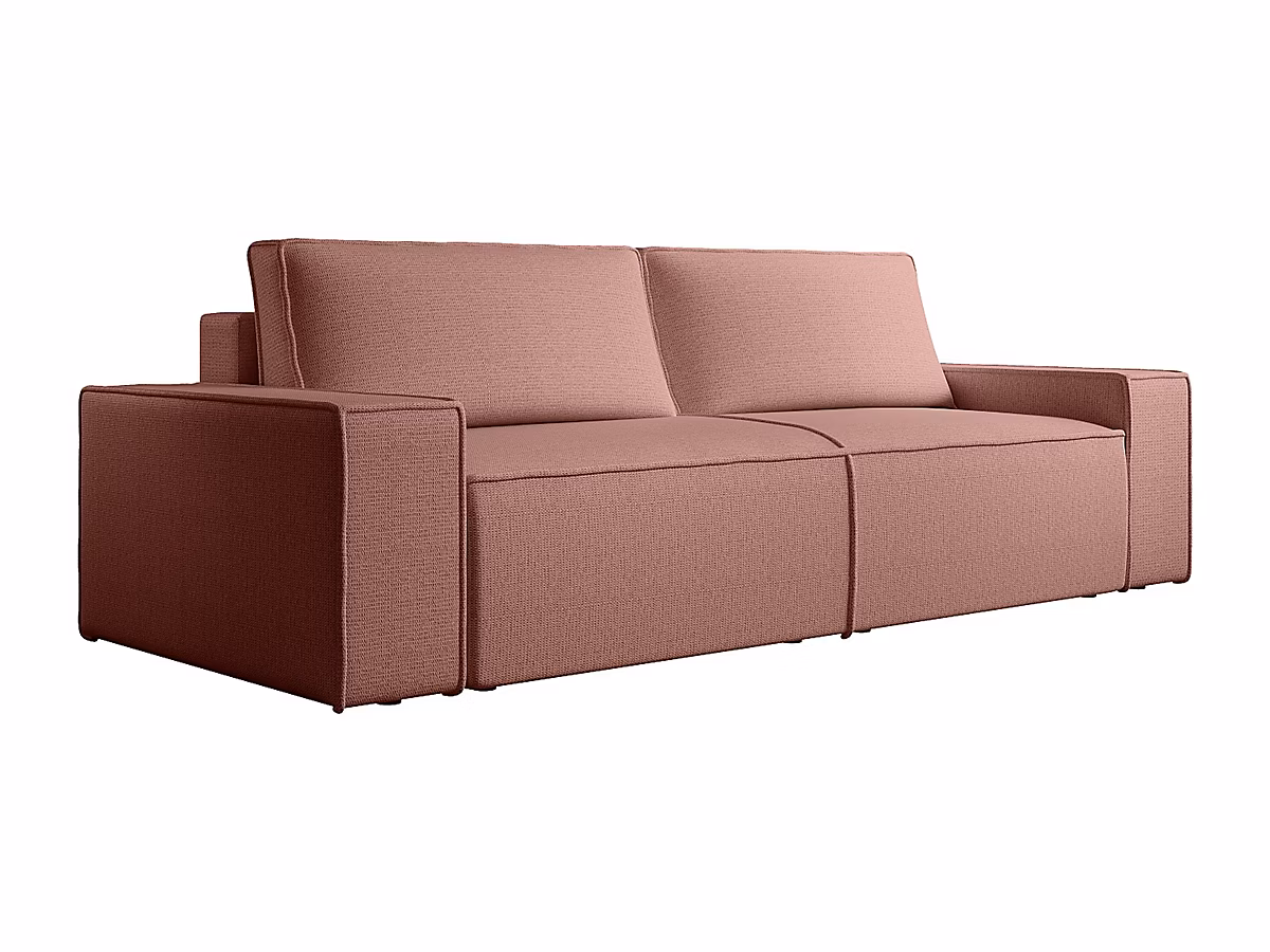 Canapé 4 places convertible en tissu texturé terracotta AMELIA – Réf. VOZXLYXHR9350810842