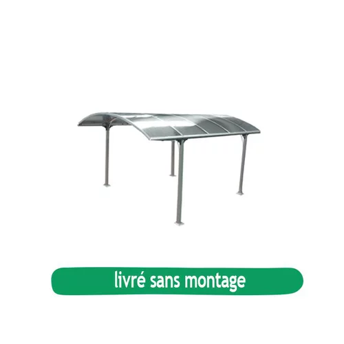 Carport en aluminium toit arrondi en polycarbonate livré
