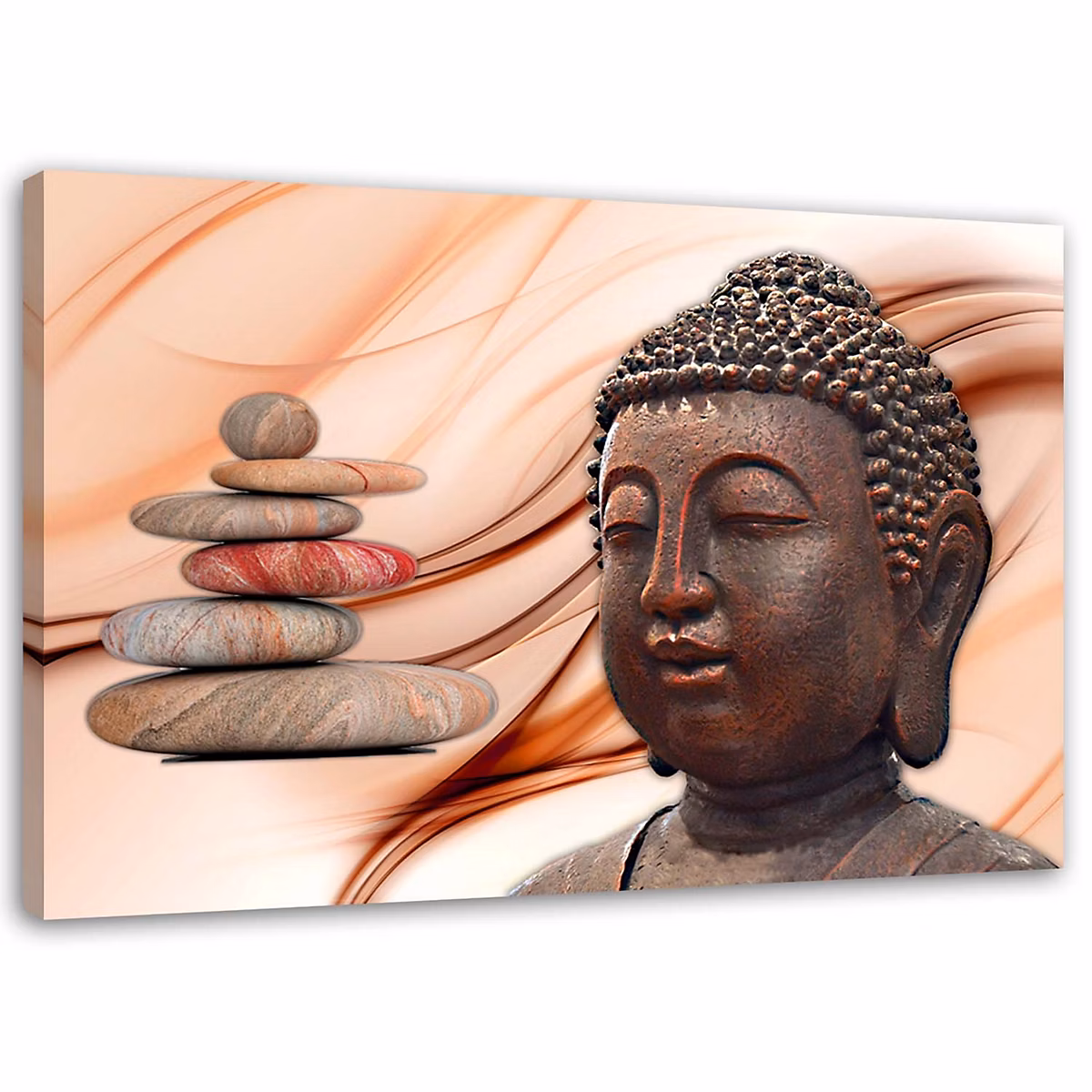 Cadre déco – Bouddha pierres 100 × 70 cm