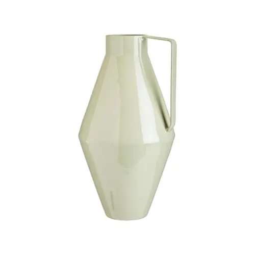 Vase forme amphore en métal vert d’eau - 14 x 15 x 26 cm
