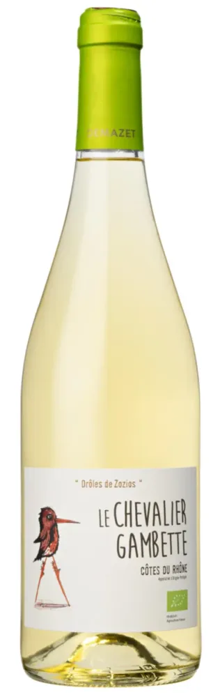 Vin blanc Côtes du Rhône AOC bio Le chevalier Gambette Drôles de zozios Demazet - 75 cl