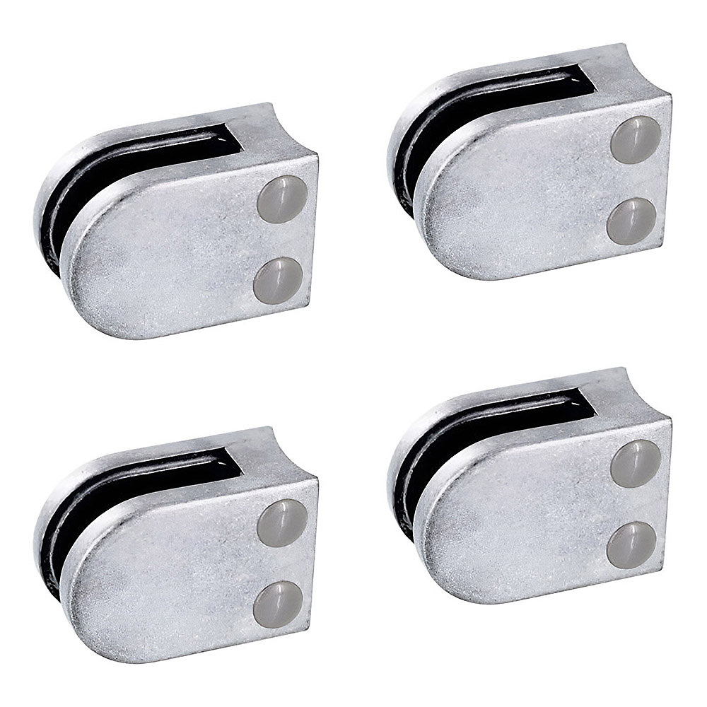 4 x Pince à verre pour tube diam. 42 – 4 modèle 02, Ep. verre 9,52 mm, Zamak brut