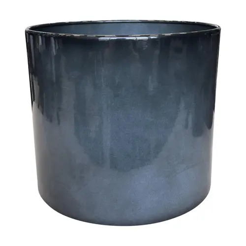 Pot cylindrique coloris gris en métal recyclé - 31 x 31 x 27 cm