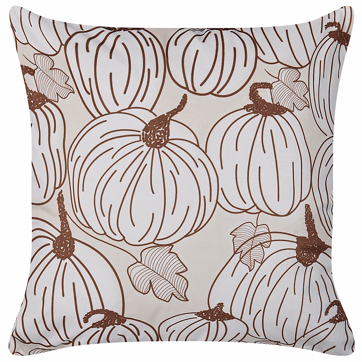 Coussin GOURD 45 × 45 cm Velours Beige Motif de plante