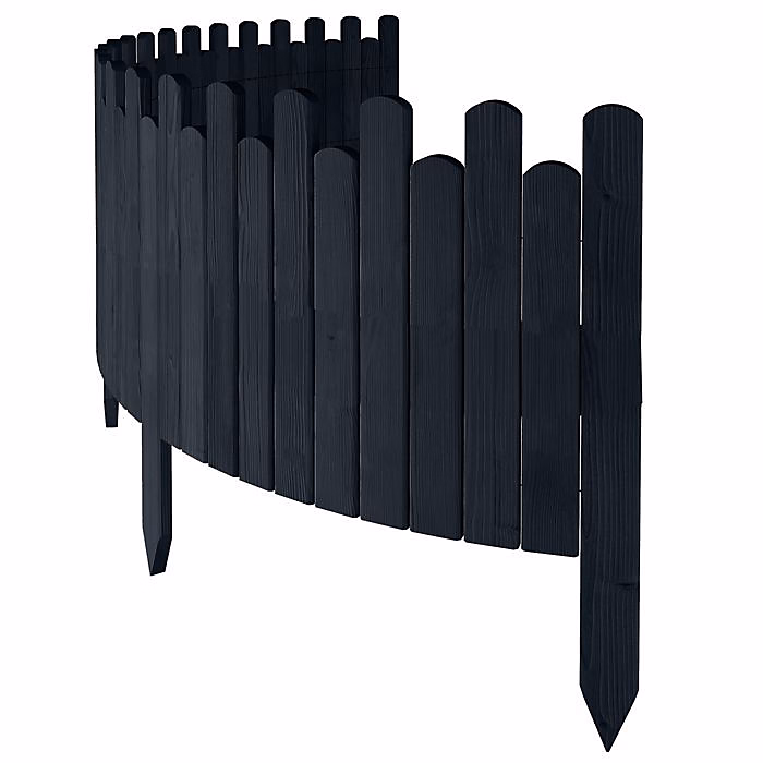 Bordure de Jardin en Bois Clôture d'Extérieur 200 cm x 40 cm Anthracite Barrières de Jardin Piquets d'ancrage Bordure de Gazon – Réf. BDMUNLHYN1773528491