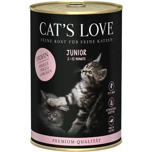Pâtée pour chat au poulet pur Cat's Love Junior – en boîte de 400 g