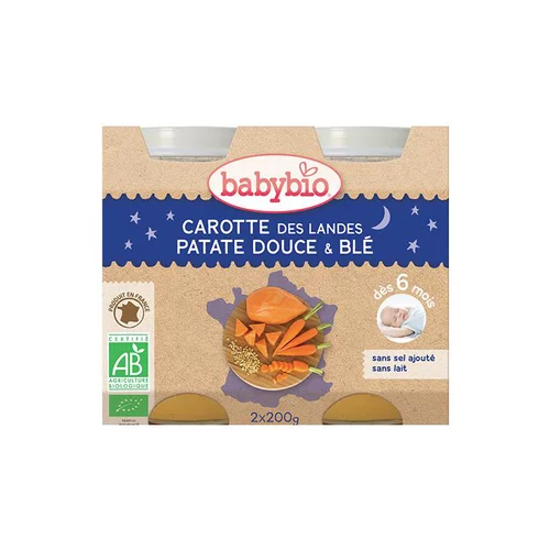 Pots de carotte patate douce et blé bonne nuit Babybio 2 x 200 g