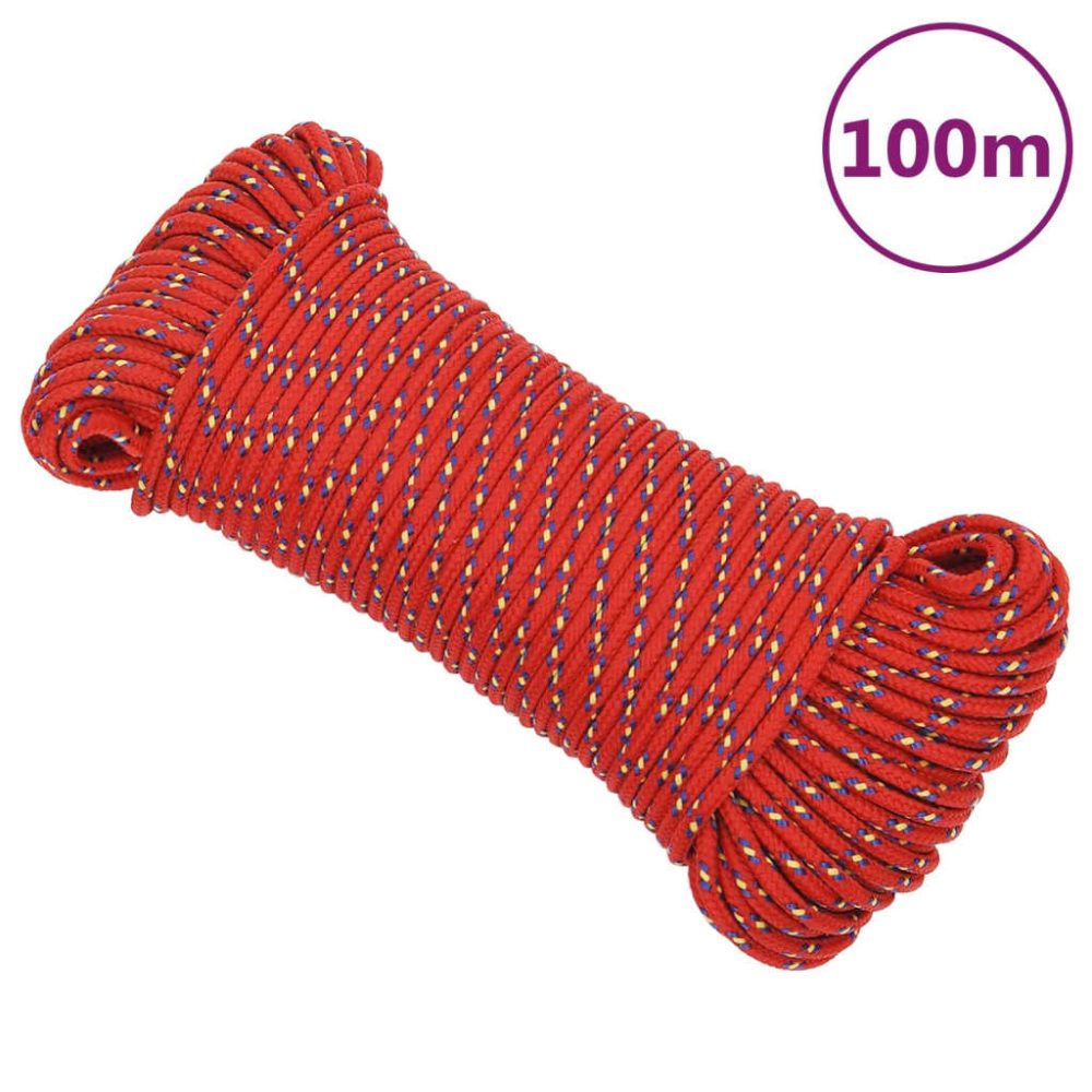 vidaXL Corde de bateau Rouge 4 mm 100 m Polypropylène – Équipement de loisirs