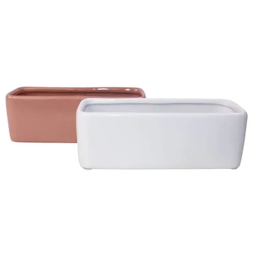 Coupe rectangulaire pour plante coloris rose - 20 x 7,5 x 7 cm