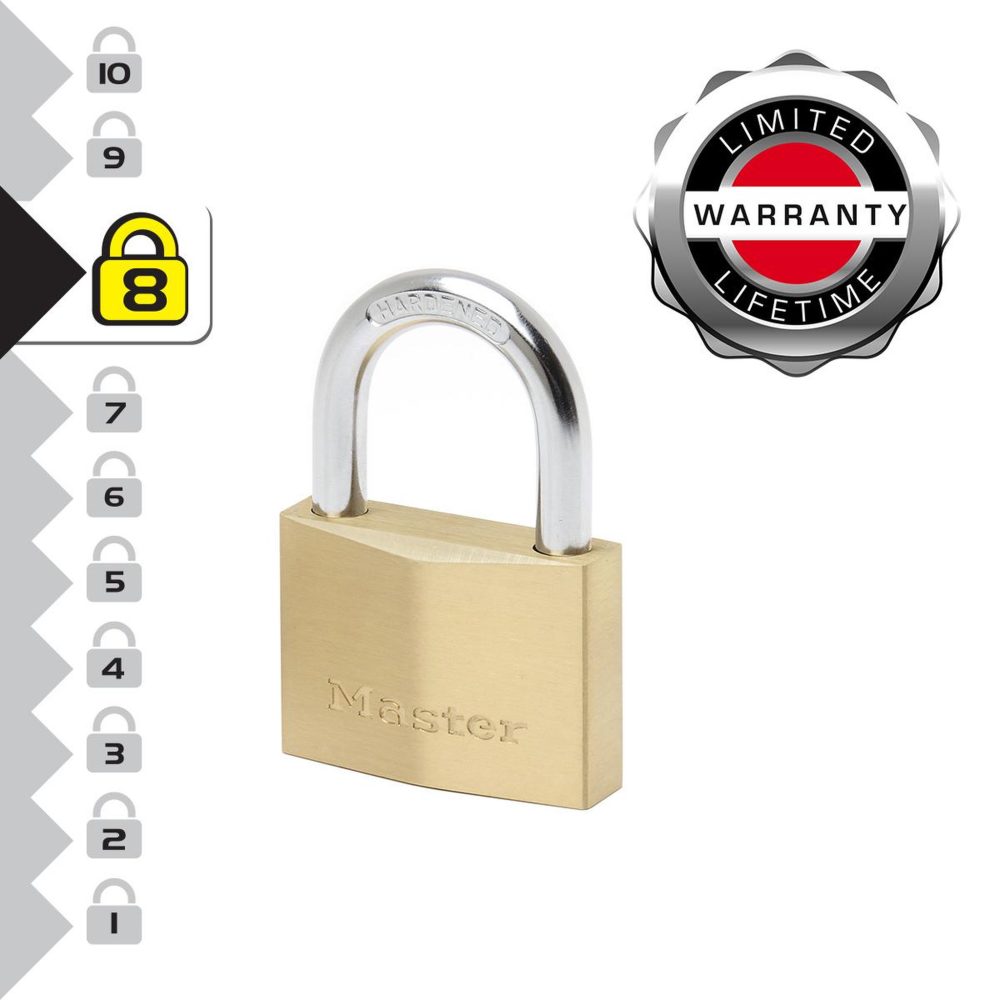 Master lock 2960EURD Cadenas à Clé Extra Fin en Laiton, Doré, 8,8 x 6 x 2,1 cm – 2,1 cm 60 mm