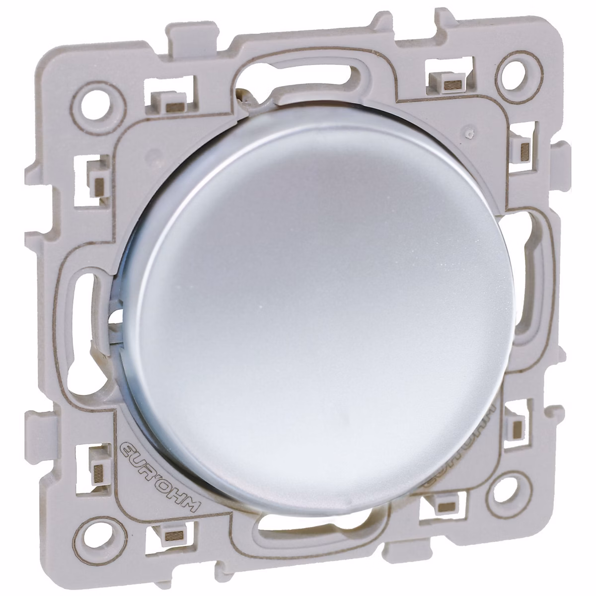 60402 Eur'ohm Square Bouton Poussoir 10a Silver