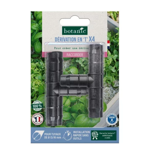 4 Tés cannelés - Ø 13/16 mm botanic® - Arrosage goutte à goutte