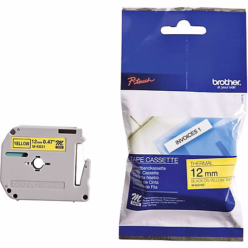 Brother M-K 631 ruban d'étiquetage jaune 12 mm x 8 m – Réf. ZRDHLTHOG9529822576