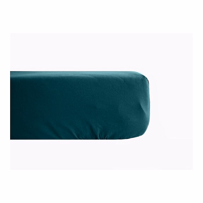 Drap housse percale pur coton peigné longues fibres 80 fils/cm² avec bonnet de 35 cm Vent du sud | 180x200 – Bleu canard