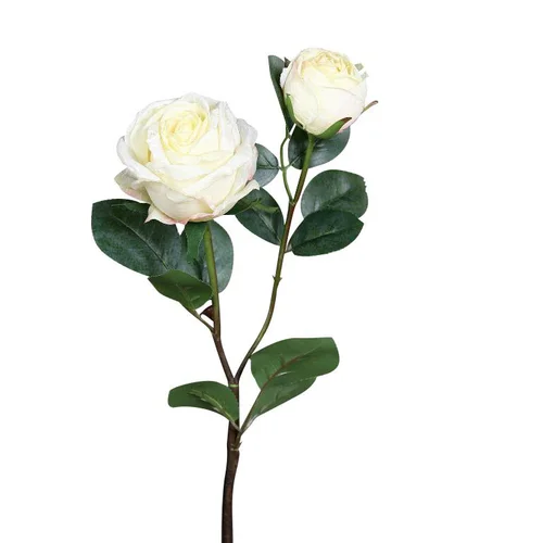 Rose artificielle blanche avec une fleur et un bouton – 57 cm