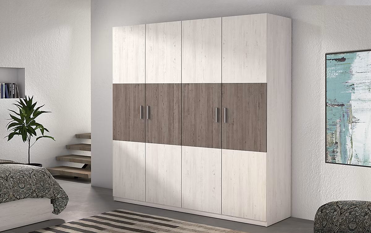 Armoire – meuble de rangement coloris pin andersen, pin gris, Longueur 200 x Profondeur 56 x Hauteur 206 cm