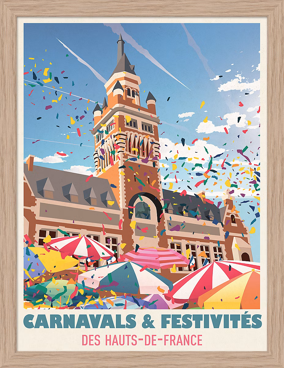 Image encadrée carnaval et festivités des Hauts – de | France cadre en bois 30 × 40 cm