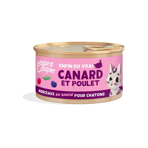 Pâtée pour chaton au canard et au poulet morceaux en sauce sans céréales Edgard & Cooper - 85 g