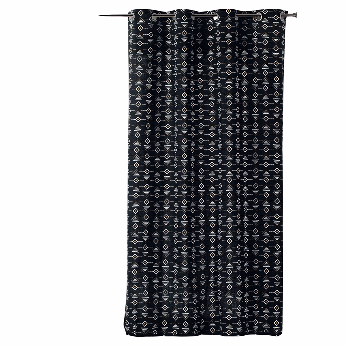 1 Rideau a oeillet 140 × 240 cm geometrique Letiko noir
