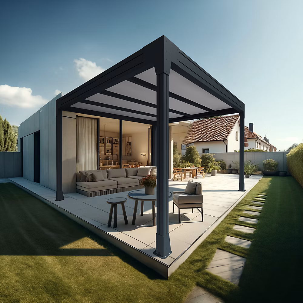 Carport HAPESIRE Isotoit îlot 5 – 02 × 4,00m (Gris anthracite)