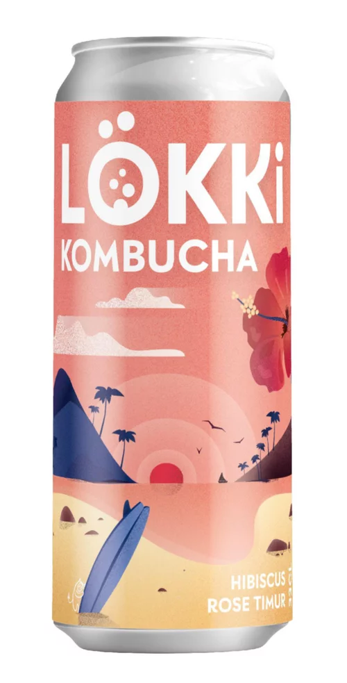 Canette de Kombucha hibiscus rose et timur Lökki - 33 cl