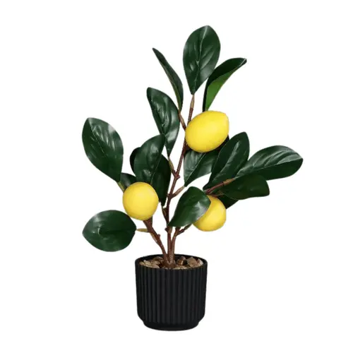 Citronnier artificiel à fruits jaunes en pot - 30 cm