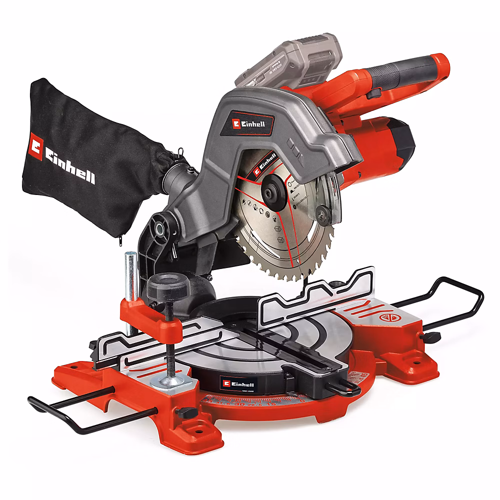 Einhell Scie à onglet sans fil TE-MS 18/8 Li-Solo – 18V, lame 216mm, coupe 120 × 60mm, table pivotante, sans batterie