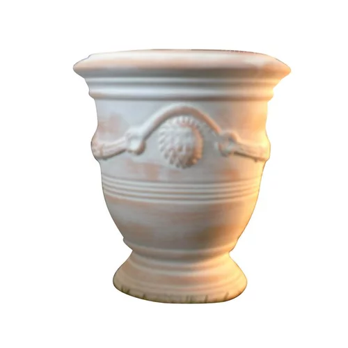 Vase Anduze cérusé en terre cuite H 14 x Ø 12 cm