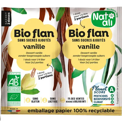 Préparation pour flan individuel Bioflan vanille bio Natali - 2 x 4,5 g