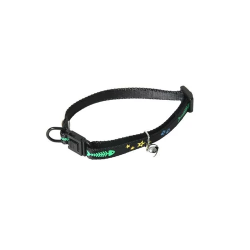 Collier chat noir à motif et grelot 10 mm Martin Sellier - 25/35 cm
