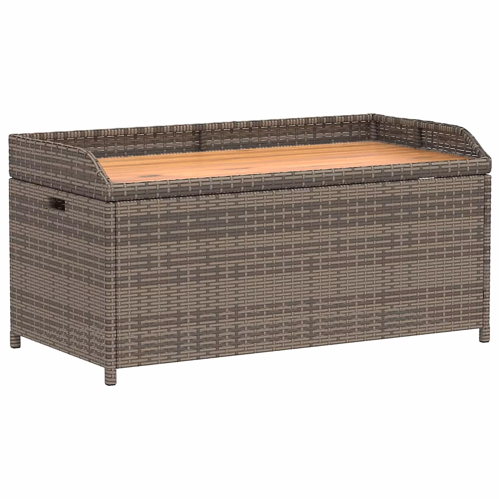 Banc de rangement gris résine tressée et bois d'acacia vidaXL – Réf. YCPZWWVKD8378870697