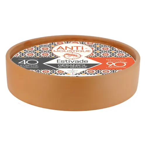 Bougie en cire blanche dans vasque terracotta avec mèche extérieure - Ø 25 x H 26 cm