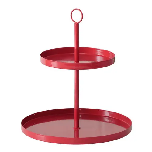 Présentoir de table en fer enduit de poudre rouge Samina - H 34 x D 30 cm