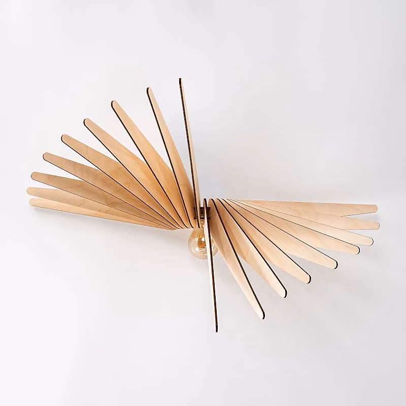 Luminaire et éclairage intérieur – Applique murale en bois clair Albatros hauteur 35 cm largeur 65 cm douille E27 Atelier Loupiote