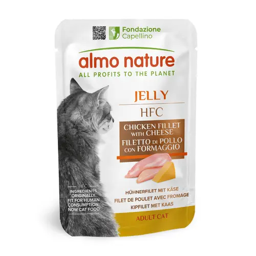 Pâtée pour chat HFC Jelly au filet de poulet et fromage Almo Nature - 55 g