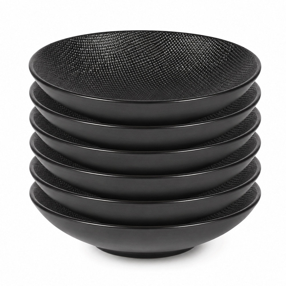 Vaisselle – Assiette creuse Vésuvio noir 19 cm (lot de 6)