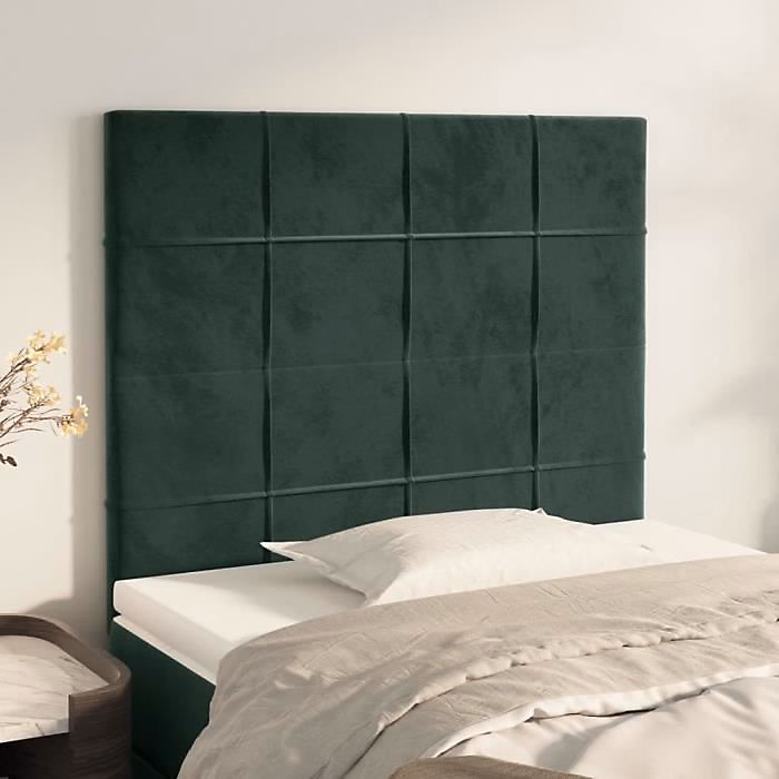 3116377 vidaXL Têtes de lit 2 pcs Vert foncé 100x5x78 – 88 cm Velours.